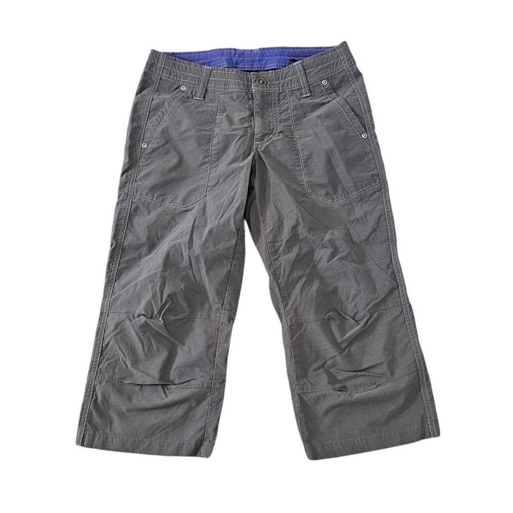 Kuhl Capri Pants Womens 2 Gray Hiking Outdoor Gorpcore Floral Embroidered